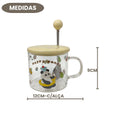Caneca de Vidro Urso Panda Com Tampa Colher 350ml Café Chá Mãe Presente Encantadora DelicadezaILAHOME