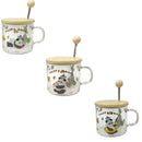 Caneca de Vidro Urso Panda Com Tampa Colher 350ml Café Chá Mãe Presente Encantadora DelicadezaILAHOME