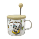Caneca de Vidro Urso Panda Com Tampa Colher 350ml Café Chá Mãe Presente Encantadora DelicadezaILAHOME