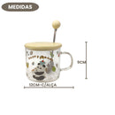 Caneca de Vidro Urso Panda Com Tampa Colher 350ml Café Chá Mãe Presente Encantadora DelicadezaILAHOME