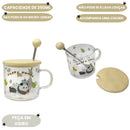 Caneca de Vidro Urso Panda Com Tampa Colher 350ml Café Chá Mãe Presente Encantadora DelicadezaILAHOME