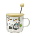 Caneca de Vidro Urso Panda Com Tampa Colher 350ml Café Chá Mãe Presente Encantadora DelicadezaILAHOME