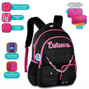 KIT MOCHILA DE COSTAS LULUCA PRETO LU24611 + ESTOJO BOX LULUCA PRETO LU24612 Megalomania