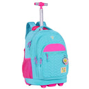 Kit Mochila de Carrinho Mala Bolsa Azul Lancheira Térmica Duas Alças Estojo Box Menina Juvenil Luluca Clio Megalomania