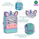 Kit Mochila de Costas Mala Bolsa Zebra Lancheira Térmica Duas Alças Lanchinho Escolar Infantil Clio Megalomania