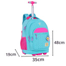 Kit Mochila de Carrinho Mala Bolsa Azul Lancheira Térmica Duas Alças Estojo Box Menina Juvenil Luluca Clio Megalomania