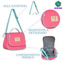 Kit Mochila de Carrinho Mala Bolsa Rosa Lancheira Térmica Duas Alças Estojo Box Meninas Juvenil Escolar Luluca Clio Megalomania