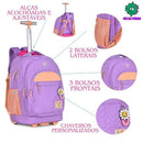 Kit Mochila de Carrinho Mala Bolsa Lancheira Térmica Duas Alças Estojo Box Luluca Juvenil Meninas Escolar Clio Megalomania
