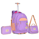 Kit Mochila de Carrinho Mala Bolsa Lancheira Térmica Duas Alças Estojo Box Luluca Juvenil Meninas Escolar Clio Megalomania