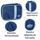 Kit Mochila de Costas Mala Bolsa Alice no País da Maravilhas Azul Estojo Simples Juvenil Feminino Escolar Clio Megalomania