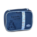 Kit Mochila de Costas Mala Bolsa Alice no País da Maravilhas Azul Estojo Simples Juvenil Feminino Escolar Clio Megalomania