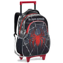 Kit Mochila de Carrinho Infantil Super Spider Preto Aranha Homem Mala Bolsa Estojo com Dois Compartimentos Escolar Seanite Megalomania