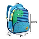 Mochila de Costas Infantil Dinossauro Verde e Azul Mala Bolsa Escolar Crianças Seanite Megalomania