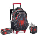 Kit Mochila de Carrinho Infantil Super Spider Preto Aranha Homem Lancheira Térmica Estojo com Dois Compartimentos Escolar Seanite Megalomania