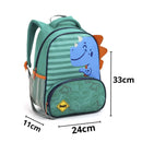 Mochila de Costas Infantil Dinossauro Verde e Azul Mala Bolsa Escolar Crianças Seanite Megalomania