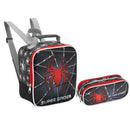 Kit Lancheira Térmica Infantil Super Spider Preto Aranha Homem Estojo com Dois Compartimentos Super Spider Preto Aranha Homem Escolar Masculino Seanite Megalomania