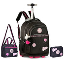 Kit Mochila de Carrinho Preto Mala Bolsa Lancheira Térmica Duas Alças Estojo Box Juvenil Fashion Escolar Meninas Rebecca Bobon Clio Megalomania
