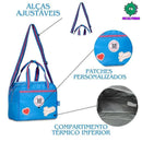 Kit Mochila de Carrinho Mala Bolsa Lancheira Térmica Duas Alças Azul Escolar Meninas Juvenil Rebecca Bonbon Clio Megalomania