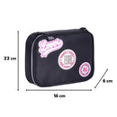 Kit Mochila de Carrinho Preto Mala Bolsa Lancheira Térmica Duas Alças Estojo Box Juvenil Fashion Escolar Meninas Rebecca Bobon Clio Megalomania