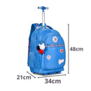 Kit Mochila de Carrinho Mala Bolsa Lancheira Térmica Duas Alças Azul Escolar Meninas Juvenil Rebecca Bonbon Clio Megalomania