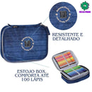 Kit Mochila de Carrinho Mala Bolsa Rebecca Bonbon Jeans Lancheira Térmica Duas Alças Estojo Box Escolar Juvenil Meninas Clio Megalomania
