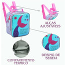 Kit Mochila de Carrinho Mala Bolsa Infantil Sereia Lancheira Térmica Meninas Feminino Seanite Megalomania