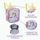 Kit Mochila de Carrinho Mala Bolsa Infantil Unicórnio Lancheira Térmica Feminino Meninas Seanite Megalomania