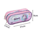 Kit Mochila de Carrinho Mala Bolsa Infantil Unicórnio Lancheira Térmica Estojo com Dois Compartimentos Feminino Seanite Megalomania