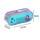 Kit Mochila de Carrinho Mala Bolsa Infantil Sereia Estojo com Dois Compartimentos Feminino Meninas Seanite Megalomania