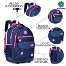 Mochila de Carrinho Mala Bolsa Ciano Rosa Meninas Juvenil Escolar Luluca Clio Megalomania