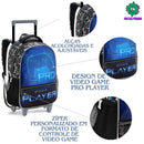 Kit Mochila de Carrinho Infantil Video Game Console Mala Bolsa Estojo com Dois Compartimentos Escolar Masculino Seanite Megalomania