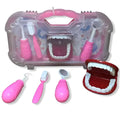 Brinquedo Kit Dentista Maleta Faz de Conta Higiene Bucal Aprendizagem Verde e Rosa Acessórios PakiToys Megalomania