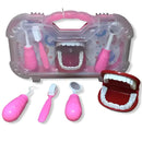 Brinquedo Kit Dentista Maleta Faz de Conta Higiene Bucal Aprendizagem Verde e Rosa Acessórios PakiToys Megalomania
