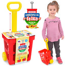 Brinquedo Carrinho de Feira Alça Regulável Infantil Diversão Vermelho Rosa PakiToys Megalomania