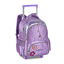 Mochila de Carrinho Bolsa Mala de Rodinhas Feminino Juvenil Roxo Escolar Clio Megalomania