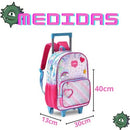 Mochila de Carrinho Holográfica Mala Bolsa Duas Alças Escolar Juvenil Feminino Clio Megalomania