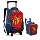 Kit Mochila de Carrinho Infantil Super Spider Aranha Homem Mala Bolsa Lancheira Térmica Escolar Masculino Seanite Megalomania