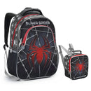 Kit Mochila de Costas Infantil Super Spider Preto Aranha Homem Mala Bolsa Lancheira Térmica Escolar Seanite Megalomania