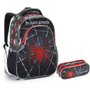 Kit Mochila de Costas Infantil Super Spider Preto Aranha Homem Estojo com Dois Compartimentos Escolar Seanite Megalomania