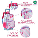 Mochila de Carrinho Holográfica Mala Bolsa Duas Alças Escolar Juvenil Feminino Clio Megalomania