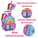 Mochila Carrinho Ursinho Pooh Escolar Colorida Bolsa Mala Infantil Crianças Clio Megalomania