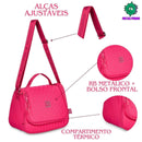 Lancheira Térmica Duas Alças Preto Rosa Lilás Fashion Meninas Juvenil Lanchinho Clio Megalomania