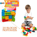 Brinquedo Bloco Criativo c/20 Peças Infantil Montar Encaixar Kendy Megalomania