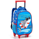 Kit Mochila de Carrinho Tubarão Azul MAla Bolsa Lancheira Térmica Masculino Meninos Crianças Seanite Megalomania