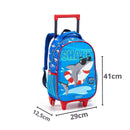 Kit Mochila de Carrinho Tubarão Azul MAla Bolsa Lancheira Térmica Masculino Meninos Crianças Seanite Megalomania