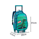 Kit Mochila de Carrinho Dinossauro Verde Mala Bolsa Lancheira Térmica Meninos Masculino Seanite Megalomania