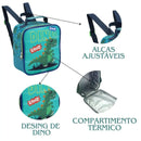 Lancheira Infantil Térmica Tubarão Azul Dinossauro Verde Lanchinho Crianças Meninos Seanite Megalomania