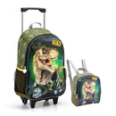 Kit Mochila de Carrinho Dinossauro T-Rex Infantil Mala Bolsa Lancheira Térmica Escolar Masculino Seanite Megalomania