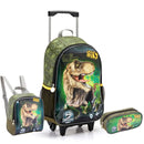 Kit Mochila de Carrinho Dinossauro T-Rex Infantil Mala Bolsa Lancheira Térmica Escolar Masculino Seanite Megalomania