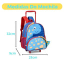 Mochila de Carrinho Mala Bolsa Dinossauro Verde Azul Infantil Masculino Clio Megalomania
